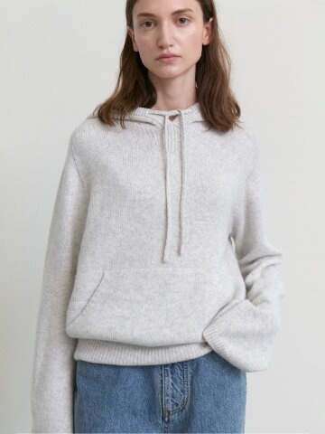 [2차] Cashmere wholegarment hoody pullover_LIGHT GREY