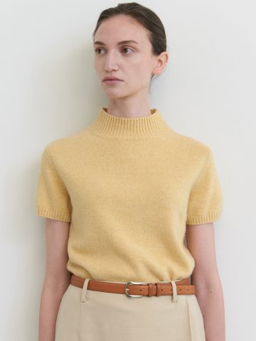 [1차] Mar crop half knit_MUSTARD