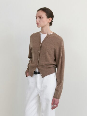 [5차] Cashmere whole garment round cardigan_Mocha Mousse