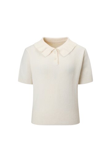 울 하프 슬리브 플랫 칼라 니트 