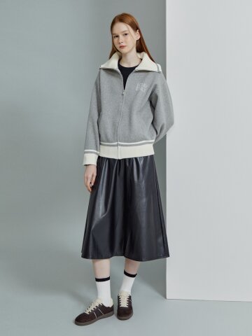 레더 밴딩 플레어 스커트 