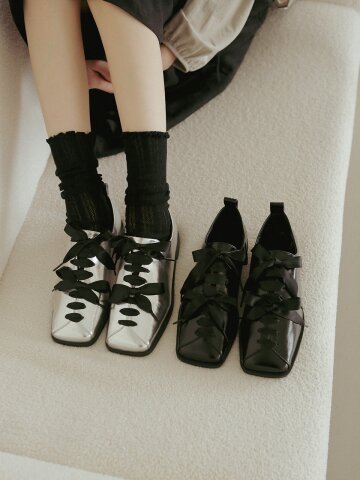 ljh076-7 Square Lace-up Derby - 2 Colors