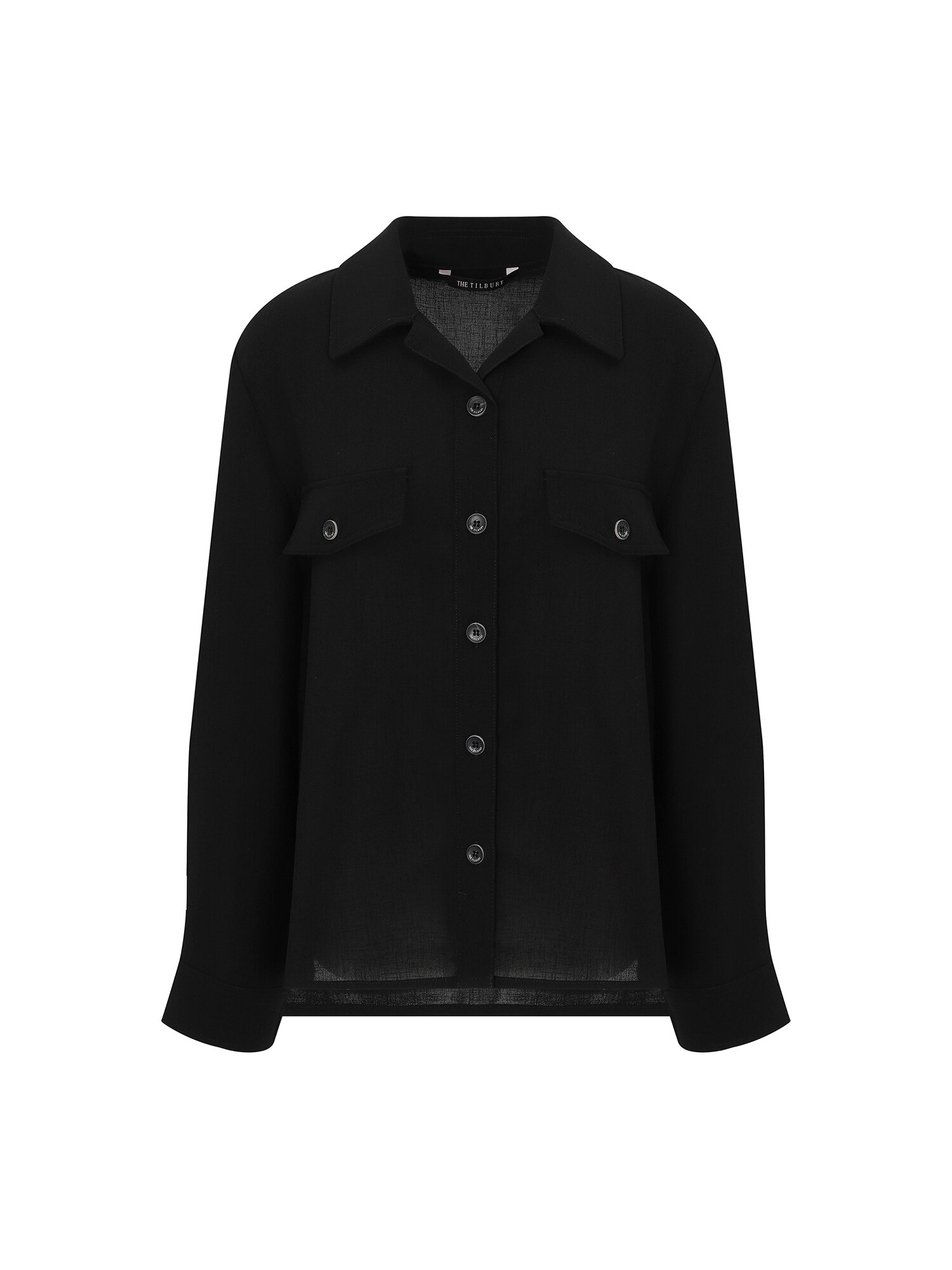 투 포켓 셋업 칼라 셔츠 블라우스 (BLACK)
