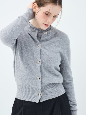 캐시미어 베이직 크루넥 헤더 가디건 (ZFKKCA00AC-M/GREY)