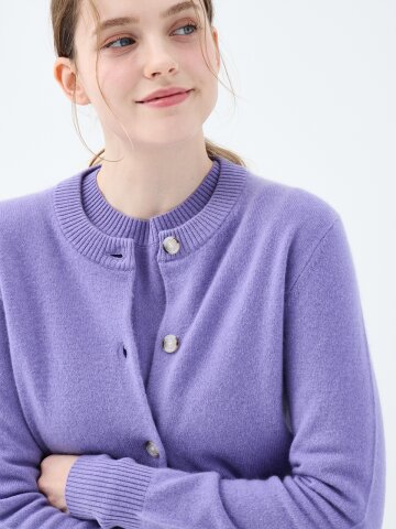 캐시미어 베이직 크루넥 헤더 가디건 (ZFKKCA00AC-L/PURPLE)