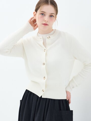 캐시미어 베이직 크루넥 헤더 가디건 (ZFKKCA00AC-WHITE)
