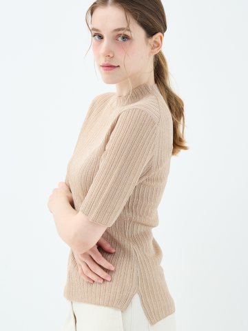 글리터 베이직 반팔 스카비오사 모크넥 풀오버 (UFKKMN331N-GOLD)