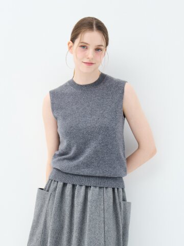 캐시미어 베이직 지니아 슬리브리스 (UFKKSN341C-M/GREY)