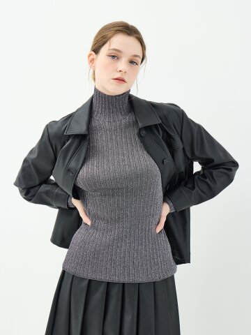 글리터 러플 소매 단델리온 터틀넥 풀오버 (UFKKTN344N-D/GREY)