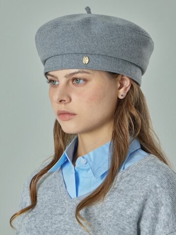 VA 커브드 오벌 메탈 블렌디드 베레모 그레이