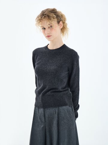 캐시미어 베이직 크루넥 헤더 풀오버 (ZFKKCN00BC-CHARCOAL)