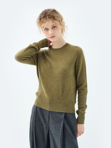 캐시미어 베이직 크루넥 헤더 풀오버 (ZFKKCN00BC-OLIVE)