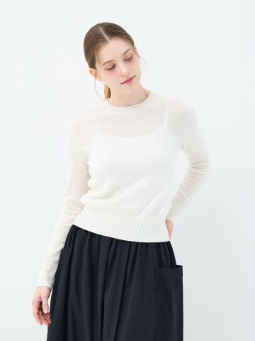 캐시미어 베이직 크루넥 헤더 풀오버 (ZFKKCN00BC-WHITE)