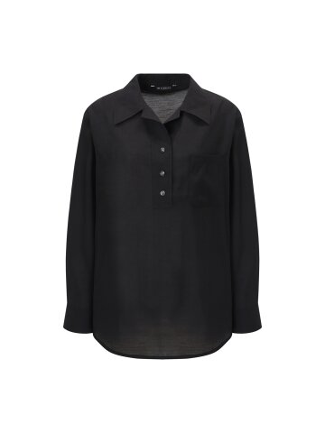 플리츠 백 오픈 칼라 블라우스 