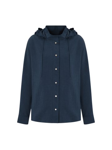 백 밴딩 후드 버튼 점퍼 