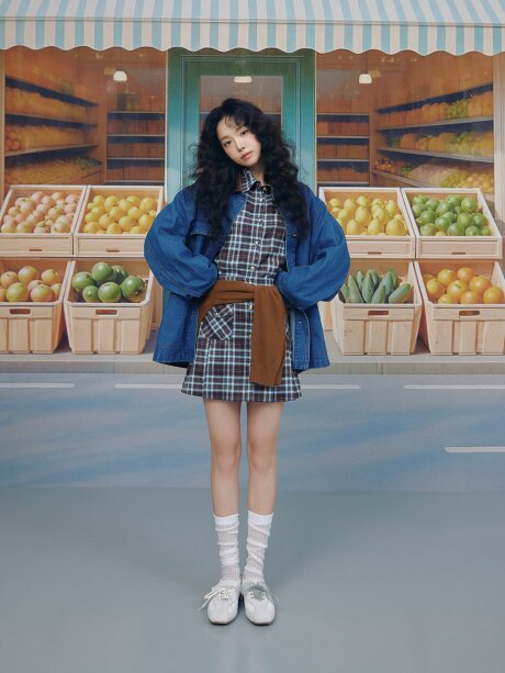 체크 투 포켓 미니 스커트 