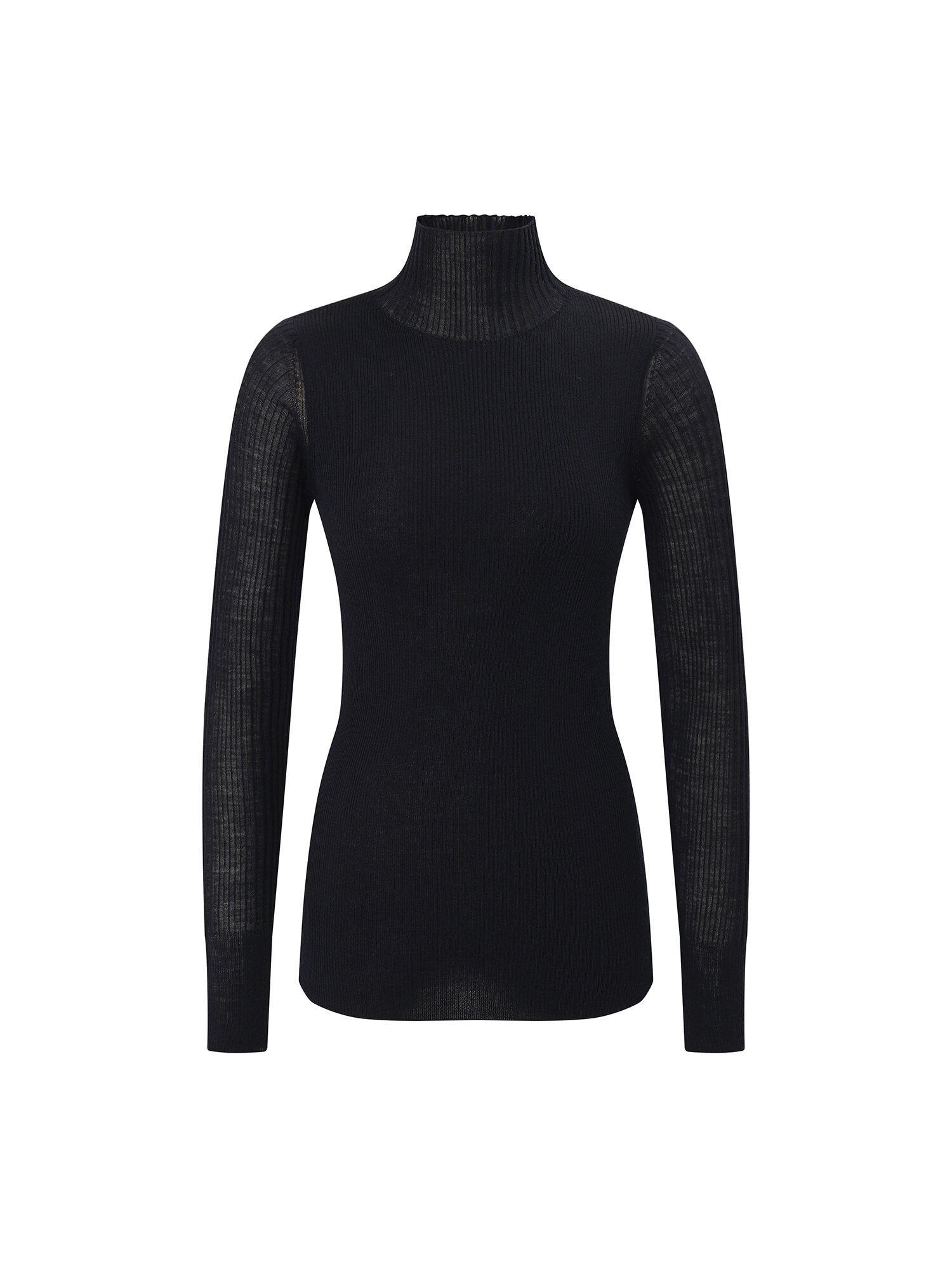 울 프릴넥 풀오버 니트 (NAVY)