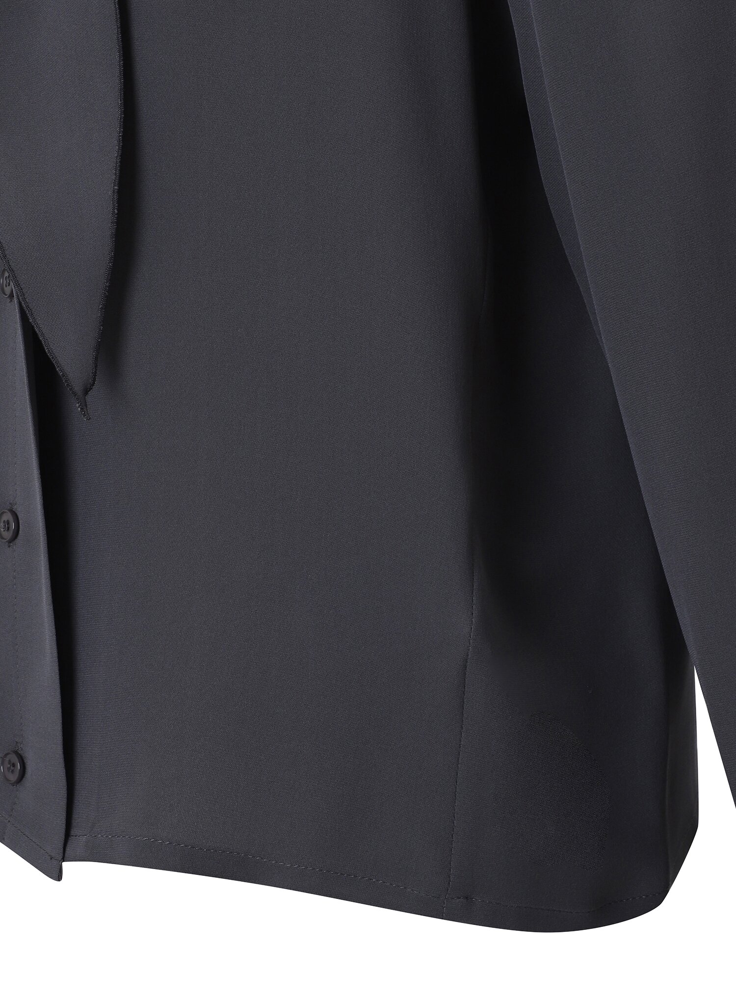 하이넥 타이 블라우스 (DARK GREY)