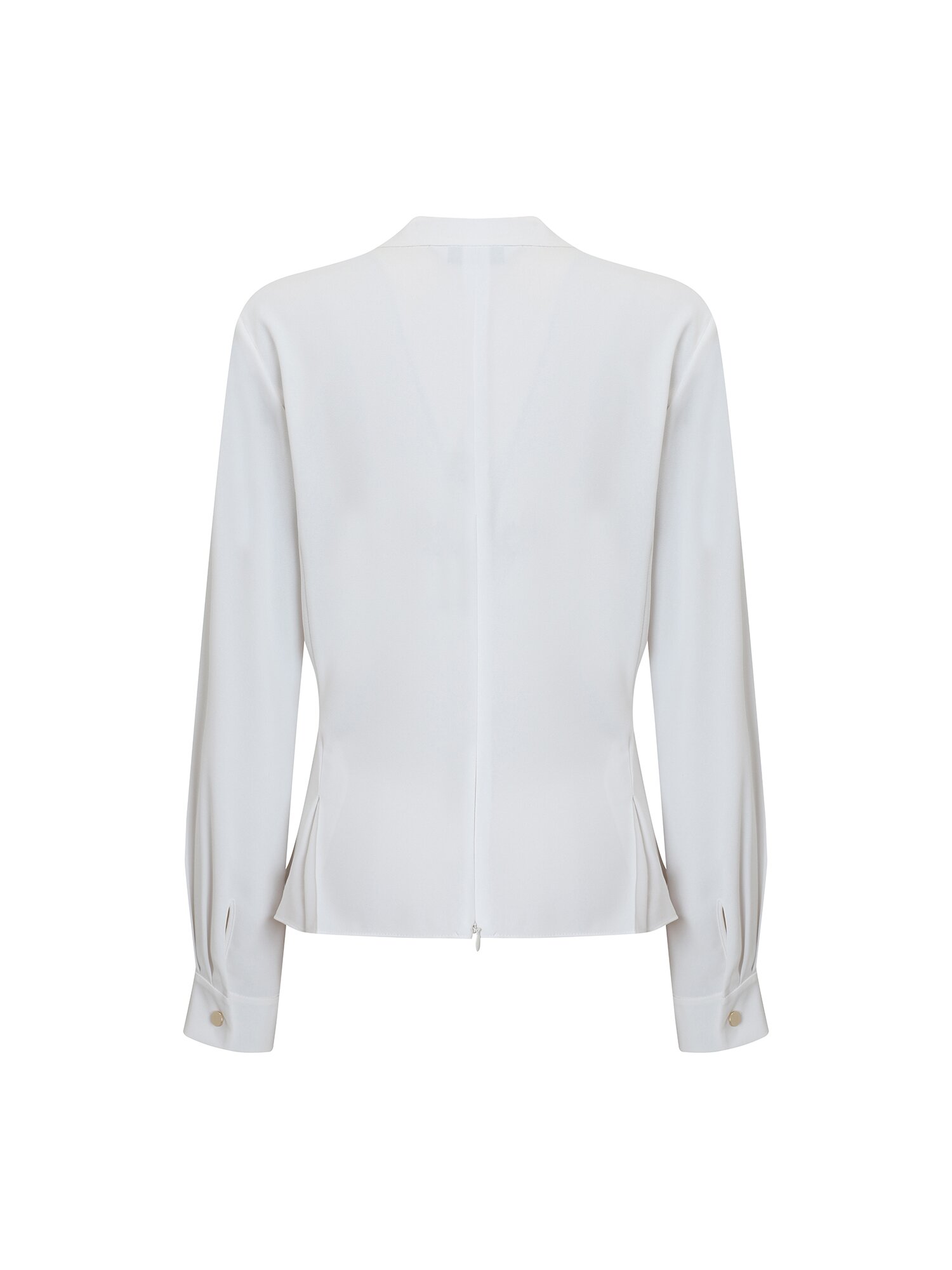 브이넥 스냅버튼 랩 블라우스 (WHITE)