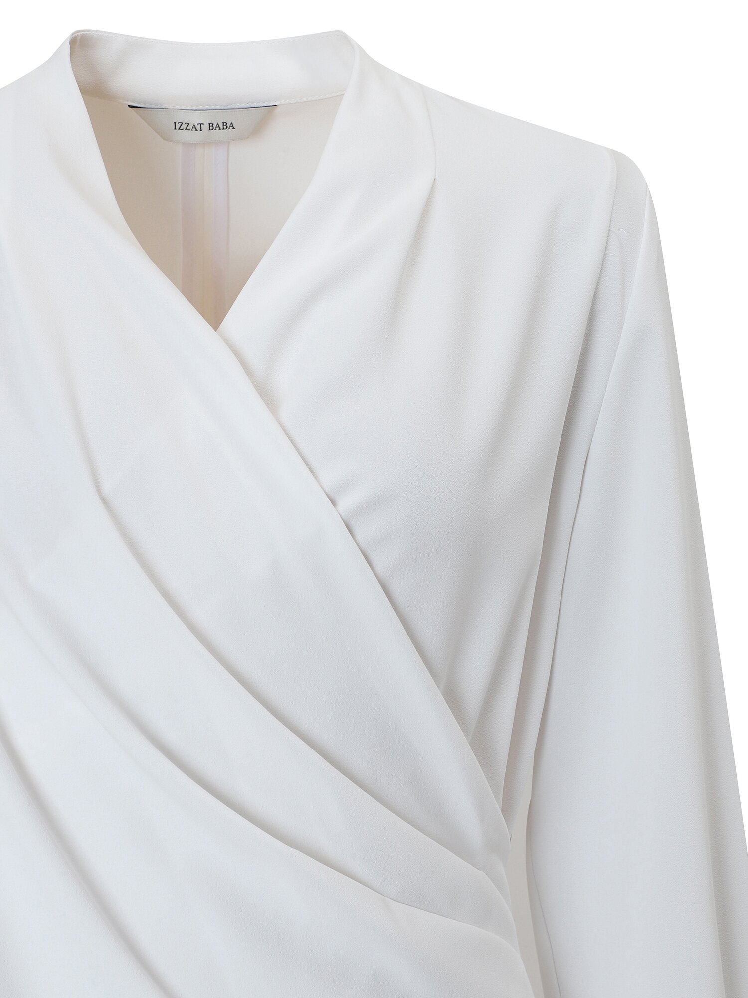 브이넥 스냅버튼 랩 블라우스 (WHITE)