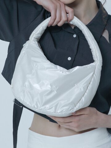 QUILTING MINI  TOTE BAG WHITE