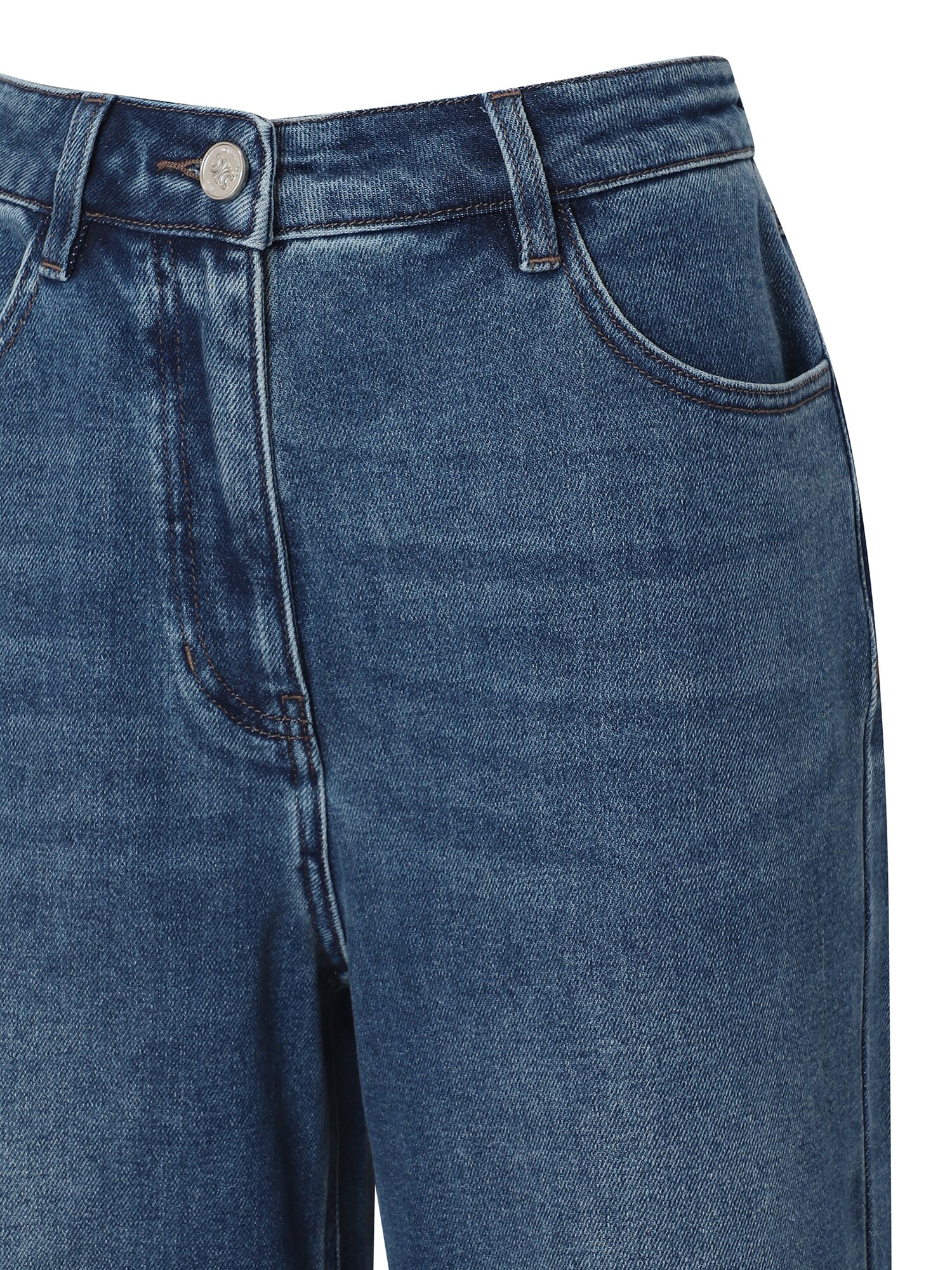 코튼 블렌드 워싱 와이드핏 데님팬츠 (BLUE)