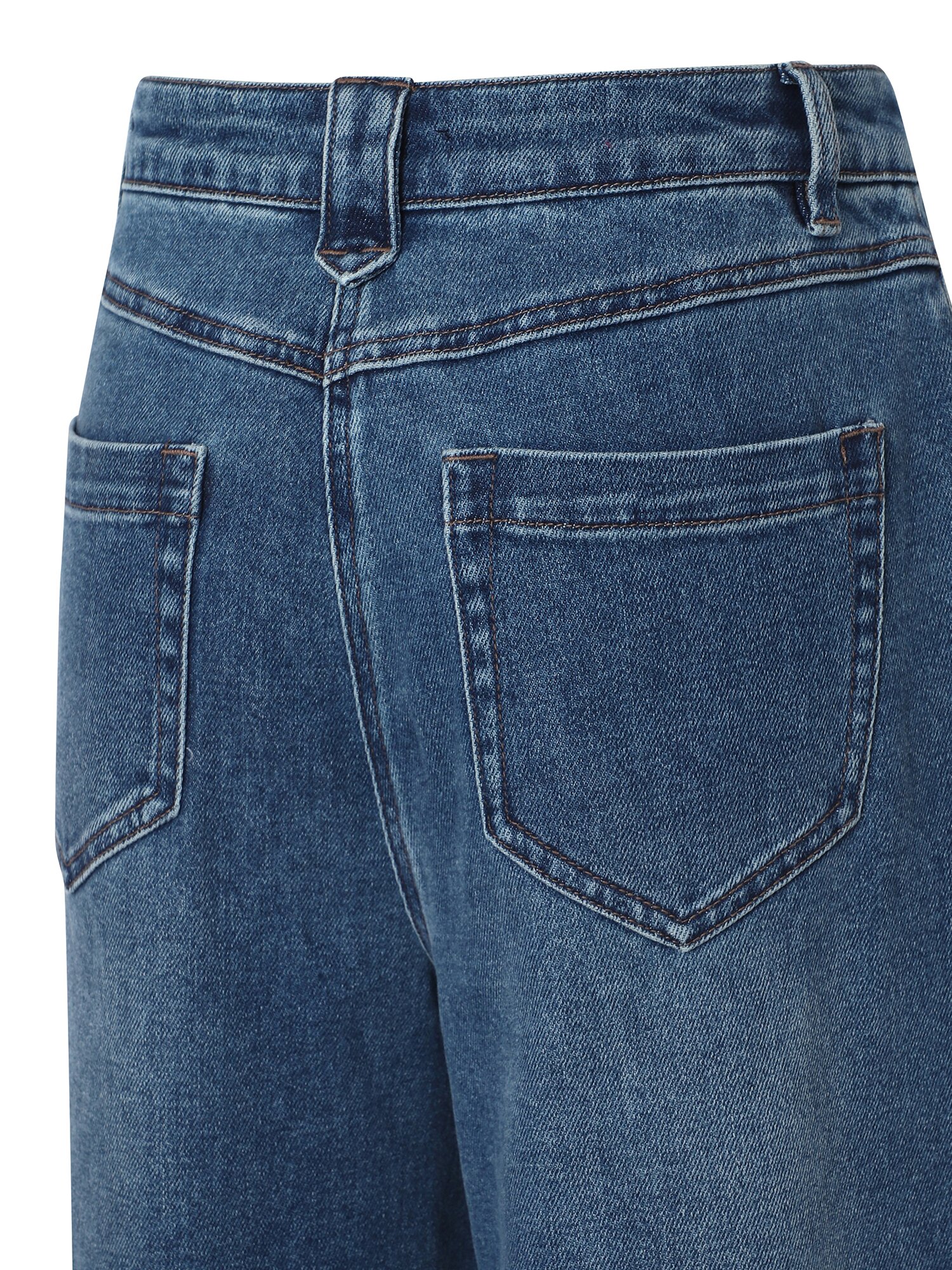 코튼 블렌드 워싱 와이드핏 데님팬츠 (BLUE)