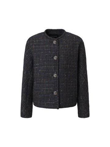 라운드넥 메탈 버튼 트위드 재킷 