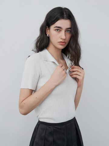 202508 METAL RING COLLAR KNIT - IVORY