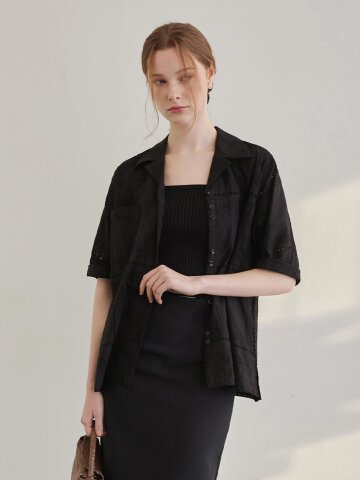 202506 LACE BLOUSE - BLACK