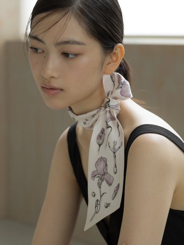 Iris Long Twilly Silk Scarf - Violet