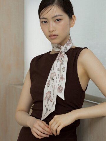 Iris Long Twilly Silk Scarf - Rose Pink