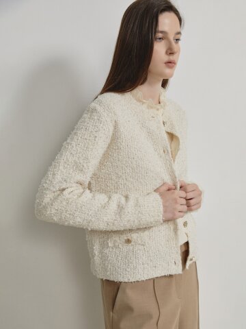 루렉스 라운드넥 니트 가디건 