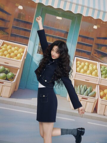 스티치 포인트 셋업 미니 스커트 