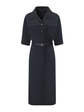 나일론 벨티드 H라인 셔츠 원피스 