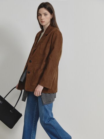 스웨이드 멀티 포켓 싱글 재킷 