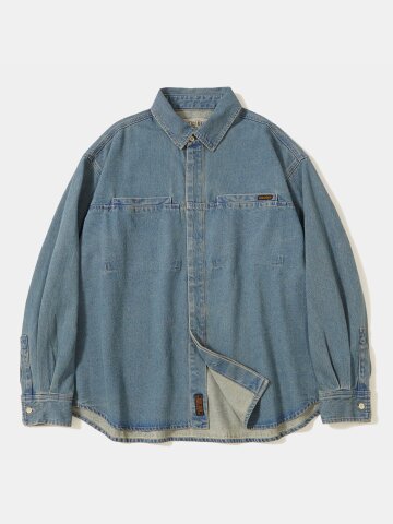 TRAJAN LABEL HIDDEN POCKET DENIM SHIRTS_LIGHT JEAN