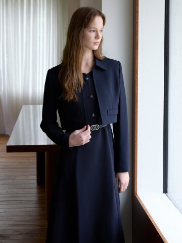 울 블렌드 플레어 원피스 +재킷 세트 