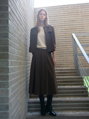 더블 밴드 플레어 스커트 