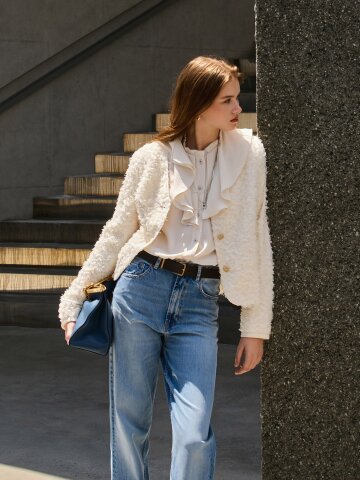 프릴넥 러플 블라우스 