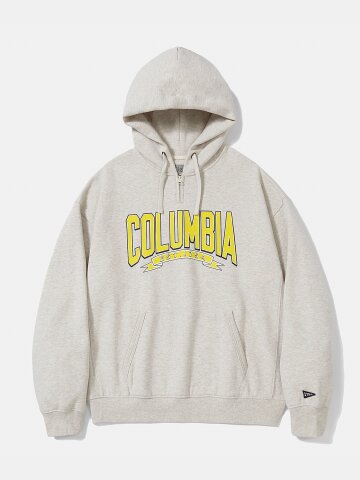 80S VINTAGE HEAVY FLEECE H/ZIP HOODIE_YELLOW OATMEAL