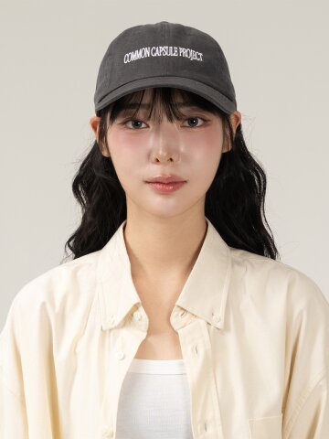 시그니처 워시드 코튼 볼캡 (스톤 그레이)
