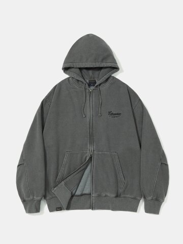 NY STREET TAIL DYEING FLEECE ZIP-UP HOODIE_CHARCOAL