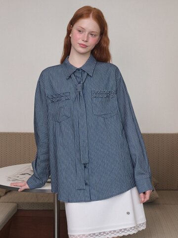 마일로 스트라이프 프릴 셔츠