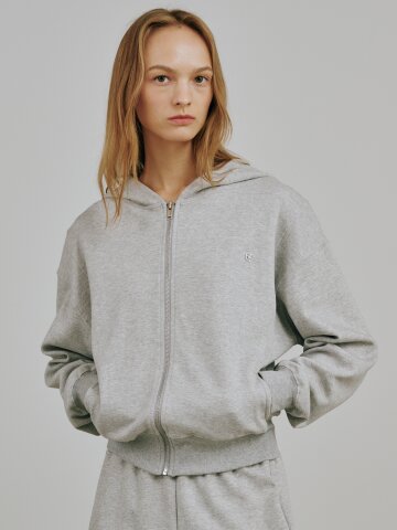 에센셜 후드 집업 - 멜란지 그레이 / Essential Hood Zip Up - M.Gray



