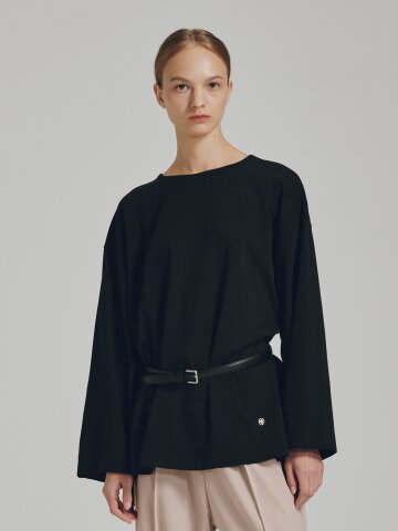 롱슬리브 오버핏 티셔츠 - 블랙 / Longsleeve Over Fit T-Shirts - Black




