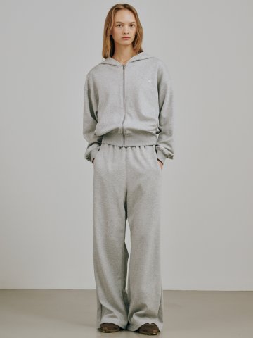 에센셜 후드 집업 셋업- 멜란지 그레이 / Essential Hood Zip Up Set Up - M.Gray
