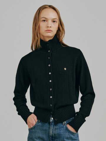 터틀넥 울 가디건 - 블랙 / Tultleneck Wool Cardigan - Black

