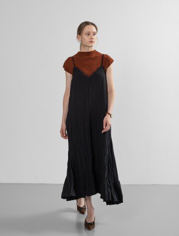 IT_Pleated hem lace dress_BLACK