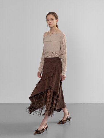 IT_Multi-layered hem skirt_BROWN
